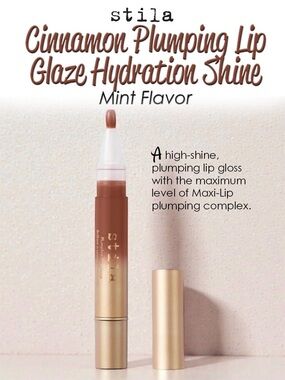 Stila CINNAMON Plumping Lip Glaze Hydration Shine Mint Flavor NEW